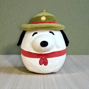 Squishmallow peanuts snoopy dog plush in beagle scout outfit